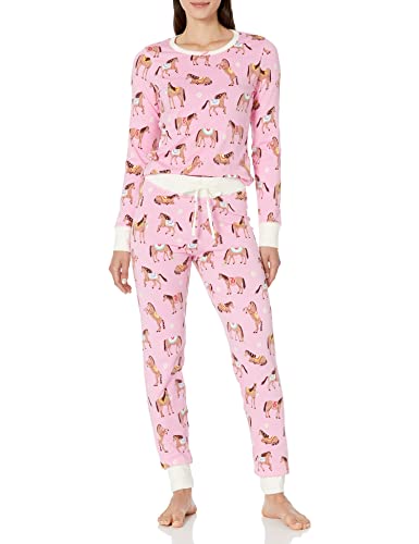Hatley Conjunto de Pijama Estampado Manga Larga Juego, Caballos de Campo, S para Mujer