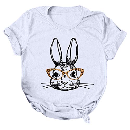 DRALOFAO Blusa de conejo de Pascua para mujer, diseño de mujer, camiseta, camisa, informal, básica, elegante, camiseta con estampado 3D, túnica, informal, camiseta larga, blusa de camisa