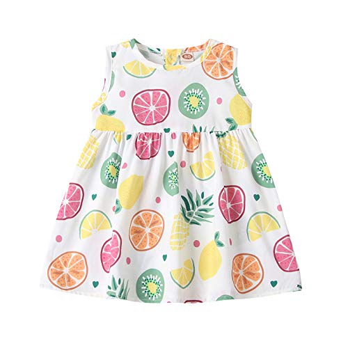 Youyu77 Vestido de bebé Estampado sin Mangas con Frutas de Princesa para niñas pequeñas y niñas pequeñas Vestido y Falda Faldas De Hombre (White, 4-5 Years)