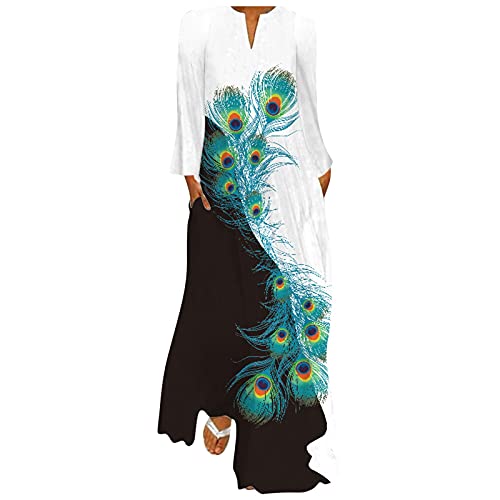 PMDKLSPQ Vestido plateado metÃ¡lico para mujer de moda con estampado de mariposas, cuello en V, vestido de manga larga con estampado de flores bordadas para mujer, Negro , XL