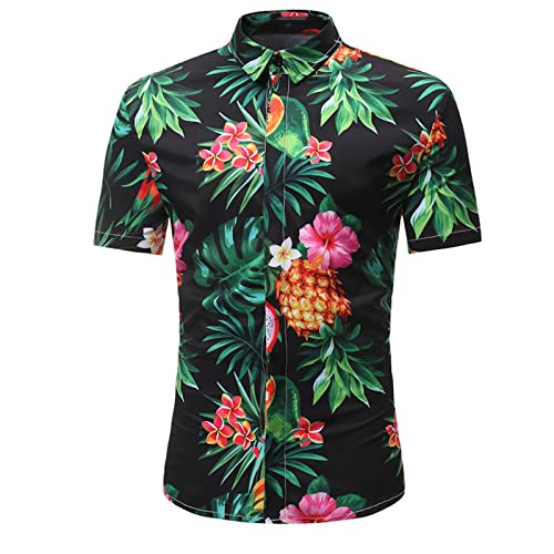 Camisas de Playa con Estampado de Palmeras Camisa Hawaiana para Hombres Camisa Hawaiana de Manga Corta Informal para Hombres s103 L